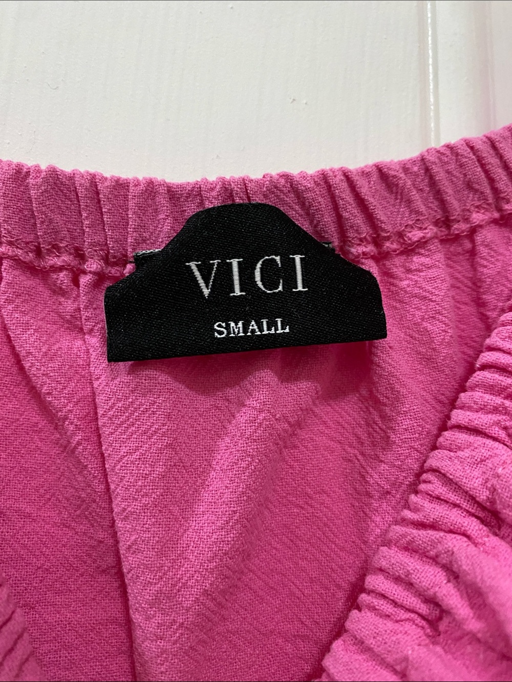 Vici Bright Pink Puff Sleeve Dress With Pockets - Picture 2 of 3